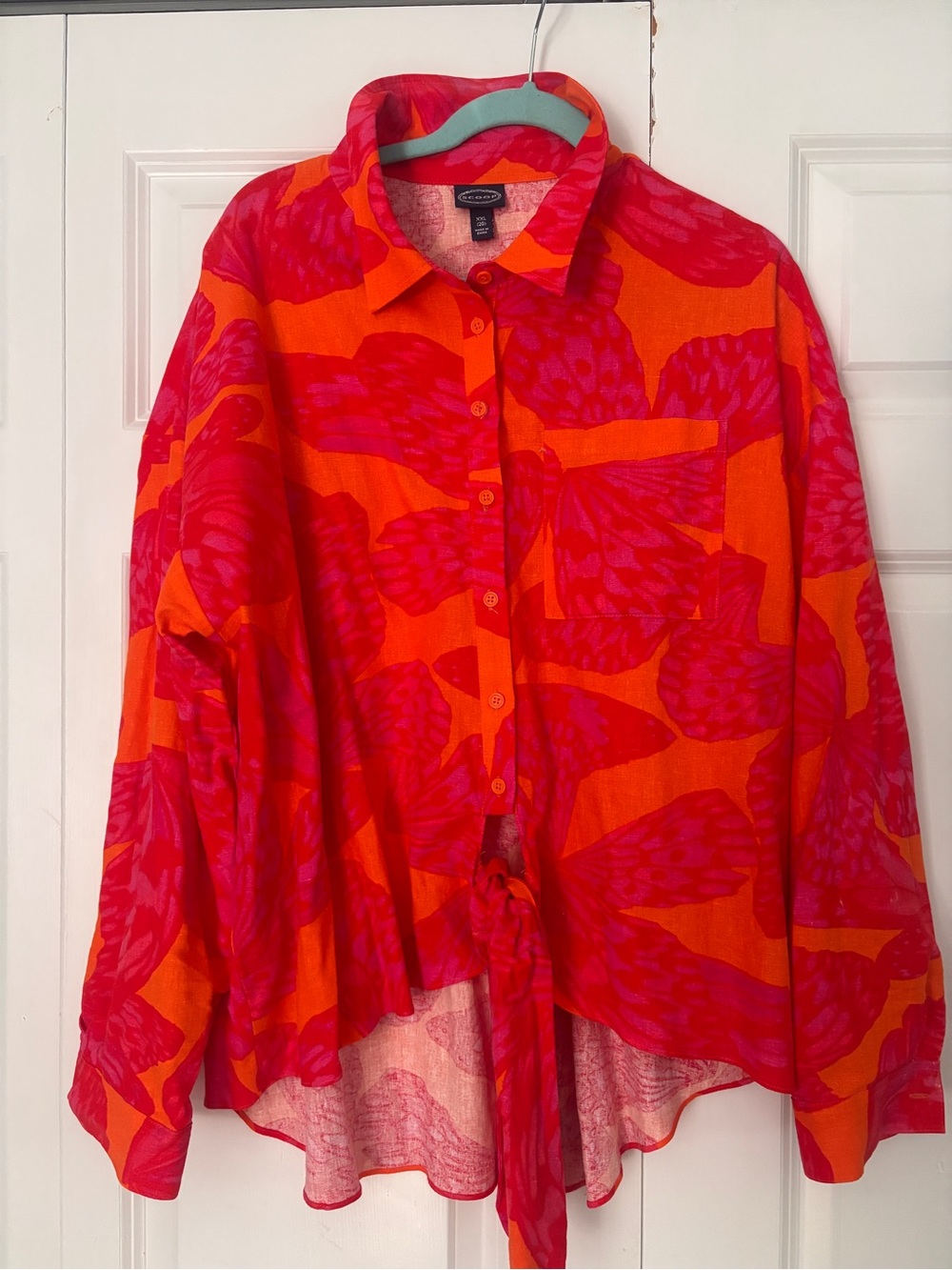 Kids Bright Pink and Orange Tie-Front Shirt